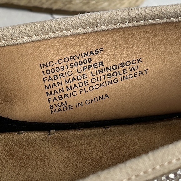 NWT INC  Womens Cream Corvina Black Rhinestone Slip On Espadrille Shoes 6.5M - Picture 7 of 9